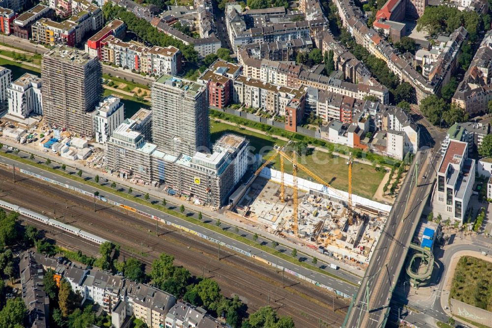 Aerial image Düsseldorf - Construction on Office building - Ensemble Le Quartier Central in Duesseldorf in the state North Rhine-Westphalia