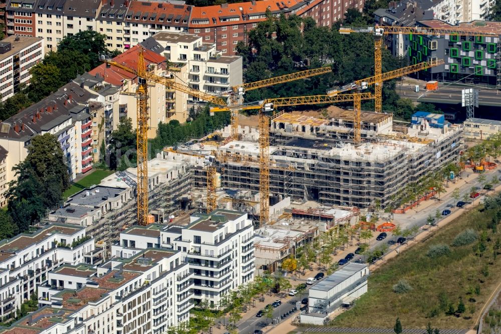 Aerial photograph Düsseldorf - Construction on Office building - Ensemble Le Quartier Central in Duesseldorf in the state North Rhine-Westphalia