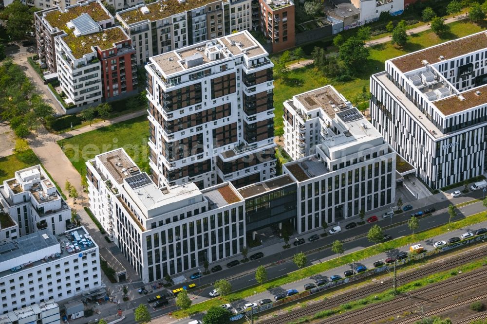 Düsseldorf from above - Construction on Office building - Ensemble Le Quartier Central at the Toulouser Allee in the district city in Duesseldorf at Ruhrgebiet in the state North Rhine-Westphalia