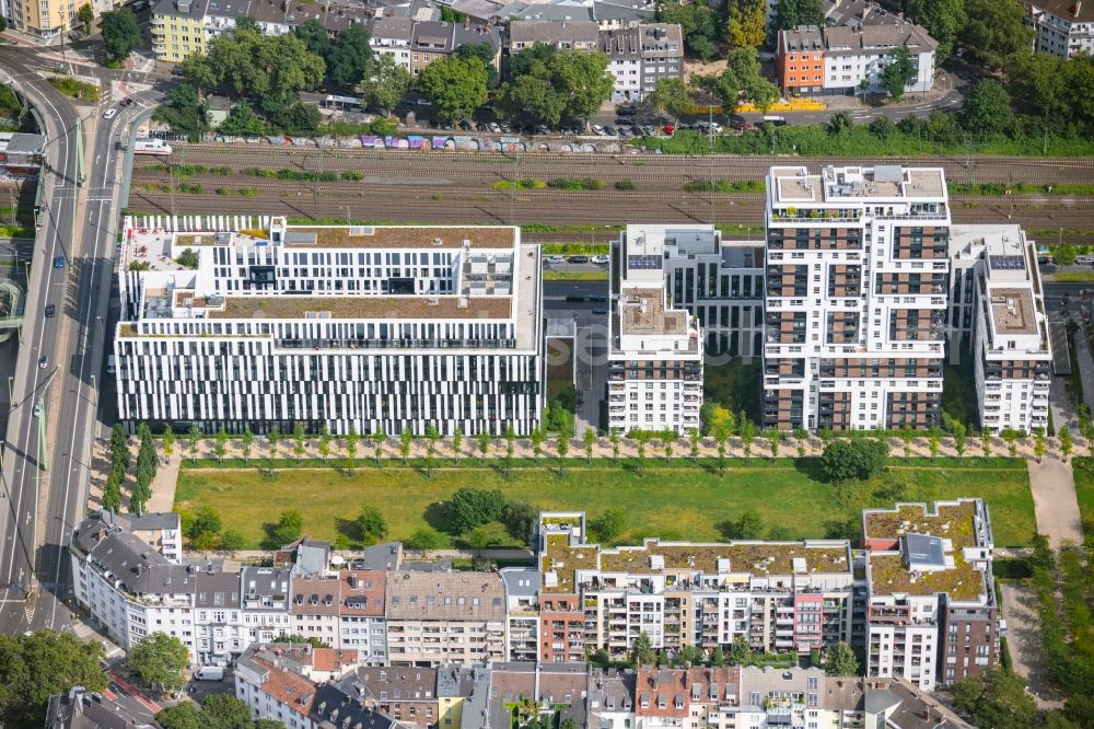 Aerial image Düsseldorf - Construction on Office building - Ensemble Le Quartier Central at the Toulouser Allee in the district city in Duesseldorf at Ruhrgebiet in the state North Rhine-Westphalia