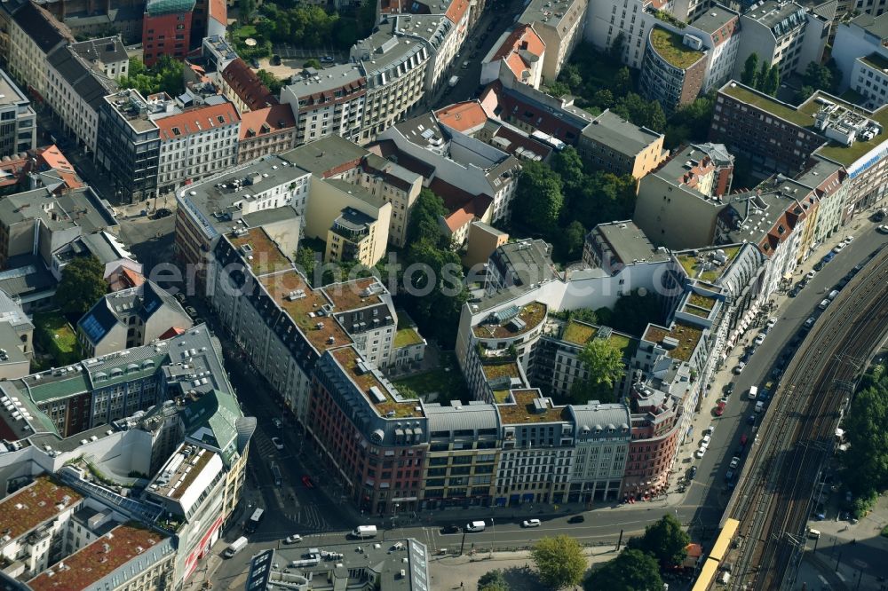 Berlin from the bird's eye view: Office building - Ensemble Rosenthaler Strasse - Dircksenstrasse in the district Mitte in Berlin, Germany