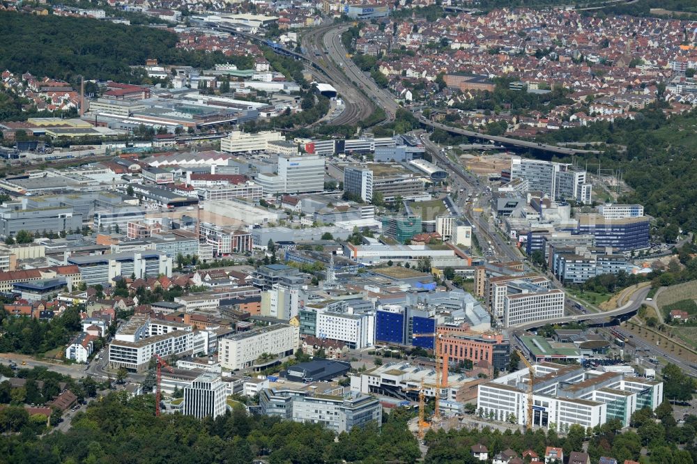 Aerial photograph Stuttgart - Office building - Ensemble Siemensstrasse in the district of Feuerbach in Stuttgart in the state Baden-Wuerttemberg