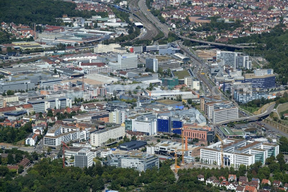 Stuttgart from above - Office building - Ensemble Siemensstrasse in the district of Feuerbach in Stuttgart in the state Baden-Wuerttemberg