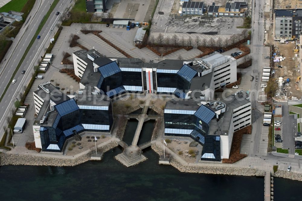 Aerial image Kopenhagen - Office building - Ensemble Skat Skattecenter Kobenhavn on Sluseholmen in Copenhagen in Denmark