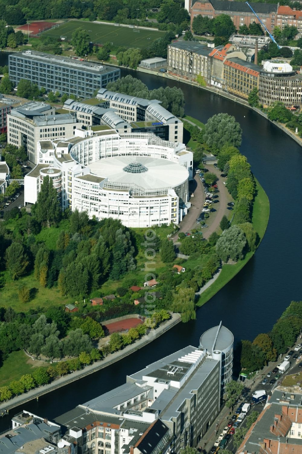 Aerial photograph Berlin - Office building - Ensemble Spree-Forum in Alt-Moabtit in Berlin, Germany