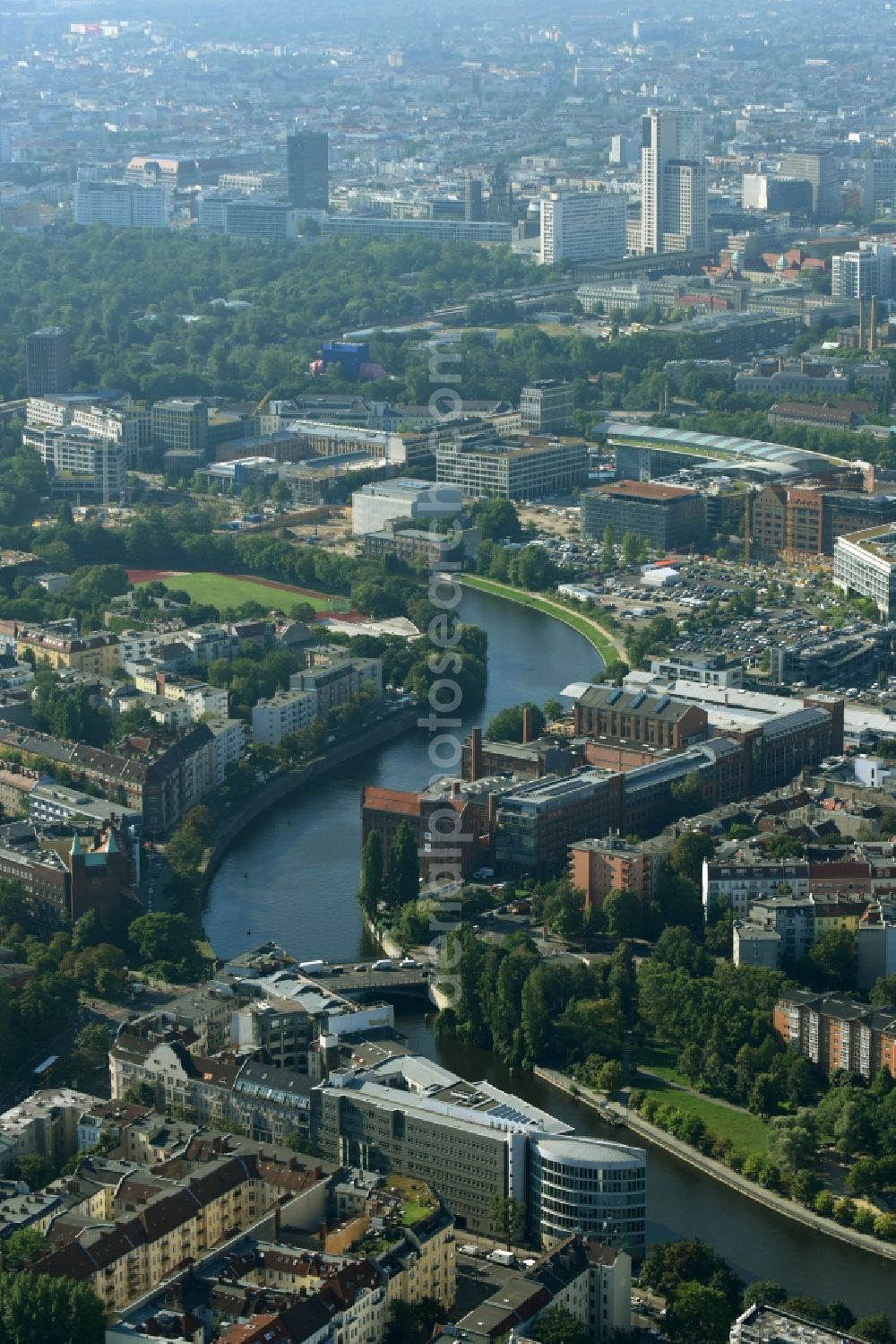 Berlin from above - Office building - Ensemble Spree-Forum in Alt-Moabtit in Berlin, Germany