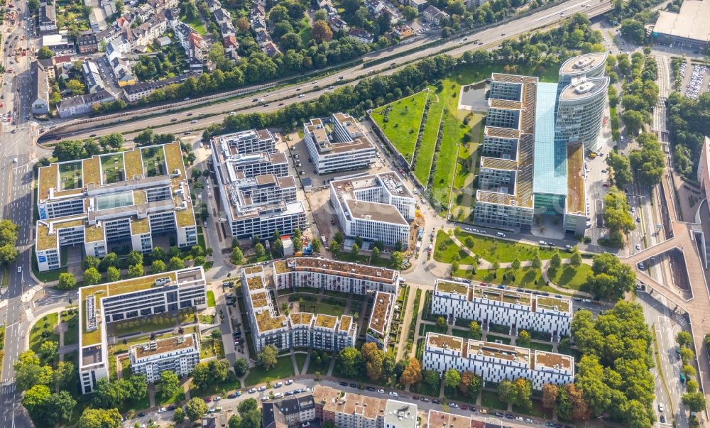 Essen from above - Office building - Ensemble between Norbertstrasse and Alfredstrasse in Essen in the state North Rhine-Westphalia, Germany