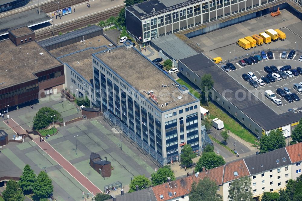 Bochum from above - Office and retail building at the Ferdinandstraße on Buddeberg place in Bochum in North Rhine-Westphalia