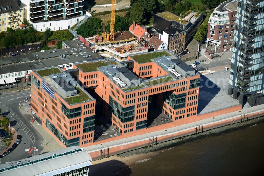 Aerial photograph Hamburg - Office building Holzhafen on the River Elbe in Hamburg