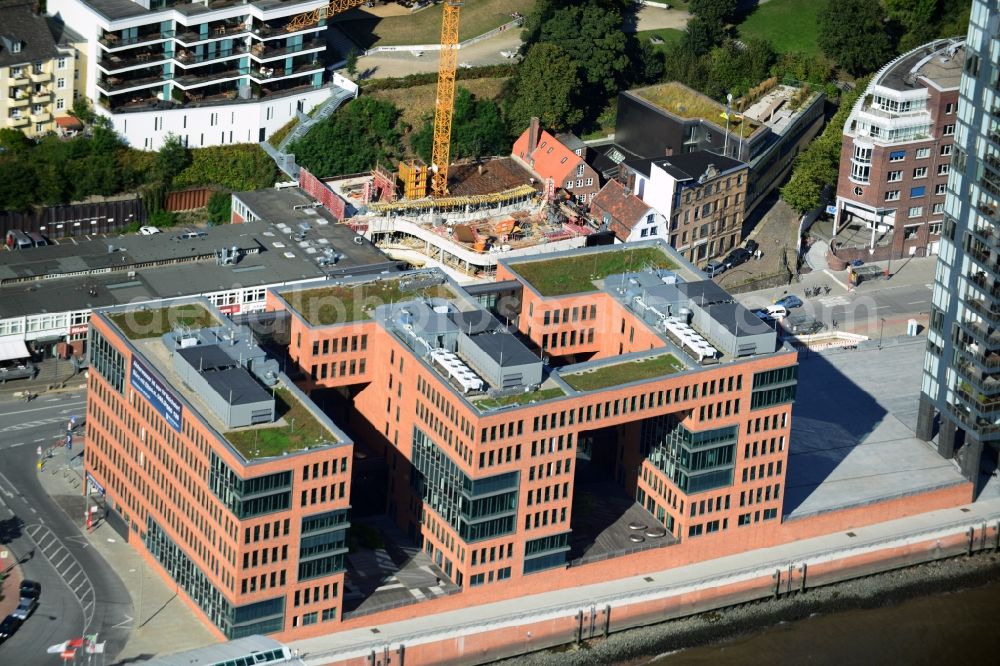 Hamburg from above - Office building Holzhafen on the River Elbe in Hamburg