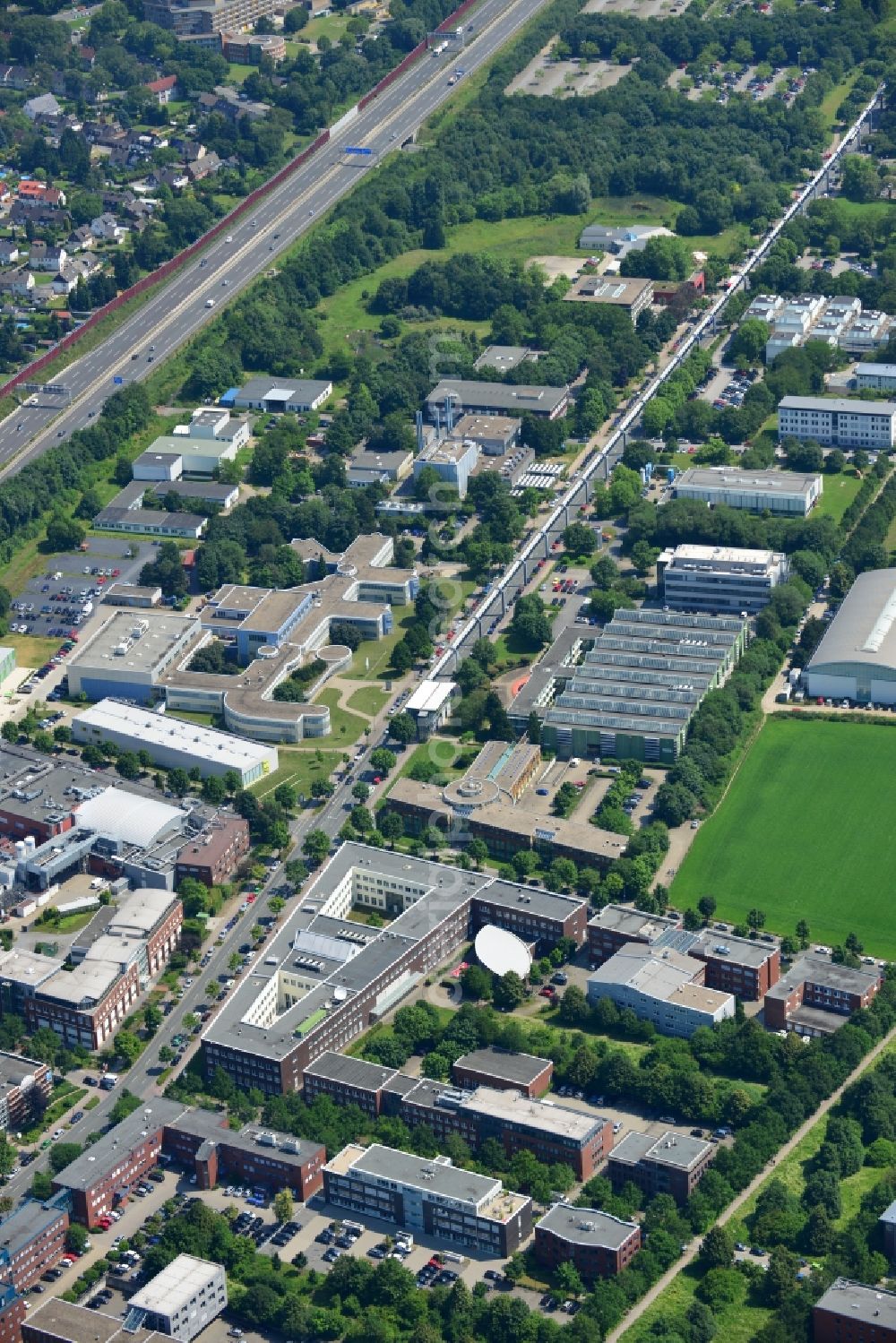 Dortmund from above - Office and retail building at the Martin-Schmeisser-Weg in Dortmund in North Rhine-Westphalia