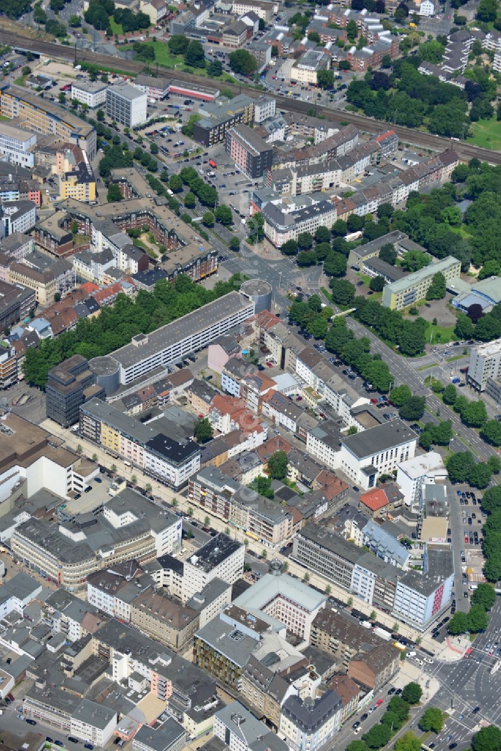 Dortmund from above - Office and retail building on Osthellweg / Moritz alley in downtown Dortmund in North Rhine-Westphalia