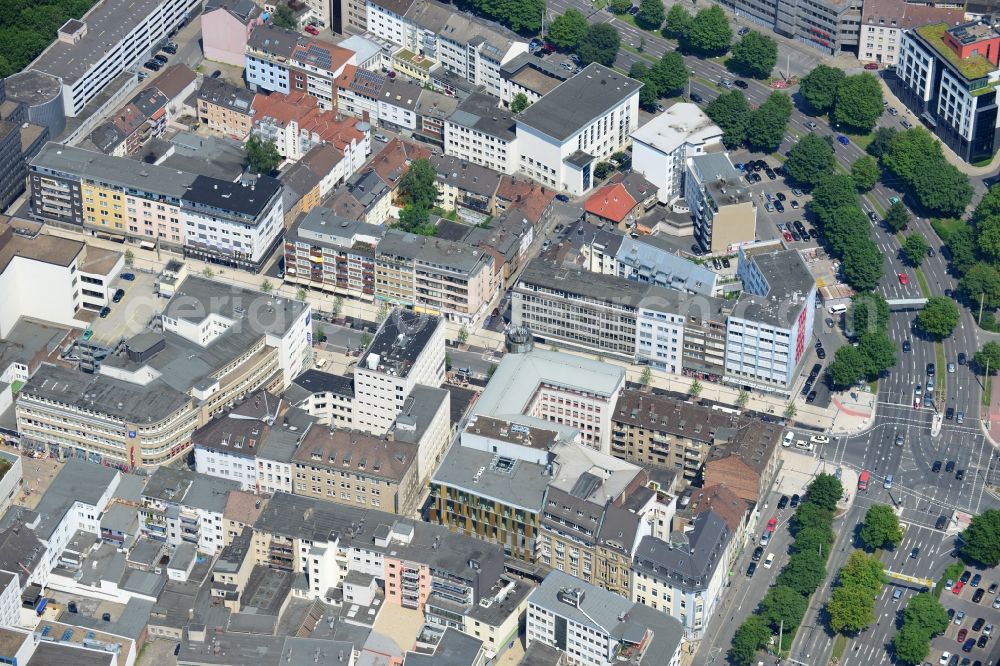 Dortmund from the bird's eye view: Office and retail building on Osthellweg / Moritz alley in downtown Dortmund in North Rhine-Westphalia