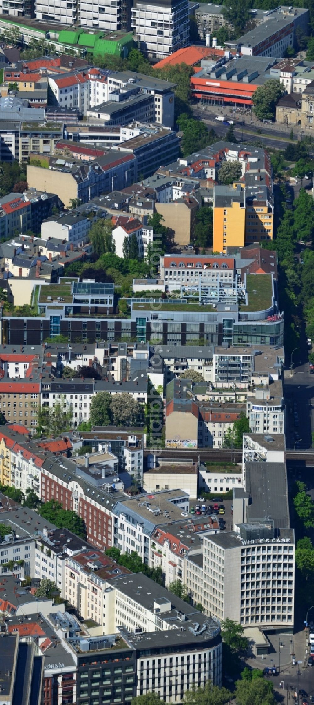 Berlin from above - Office and retail building at the Kantstrasse corner Uhland Strasse in Berlin - Charlottenburg