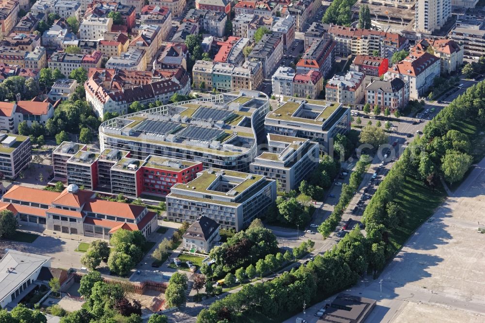 Aerial image München - Office building and administrative and commercial building on Theresienhoehe in the district Schwanthalerhoehe in Munich in the state Bavaria, Germany