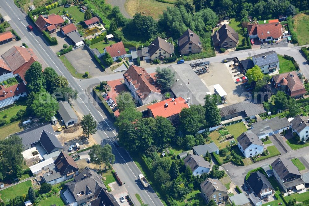 Aerial image Unna - Office and retail building at the Vaerstbrücke in Unna in North Rhine-Westphalia. The building is the headquarters of the group Markus Gerold