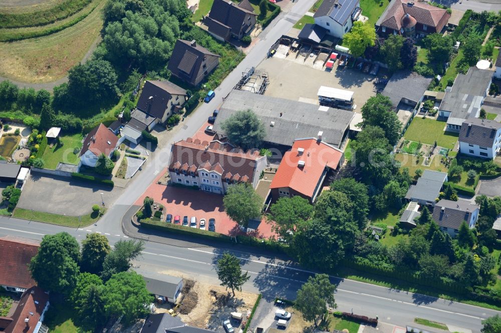 Aerial photograph Unna - Office and retail building at the Vaerstbrücke in Unna in North Rhine-Westphalia. The building is the headquarters of the group Markus Gerold