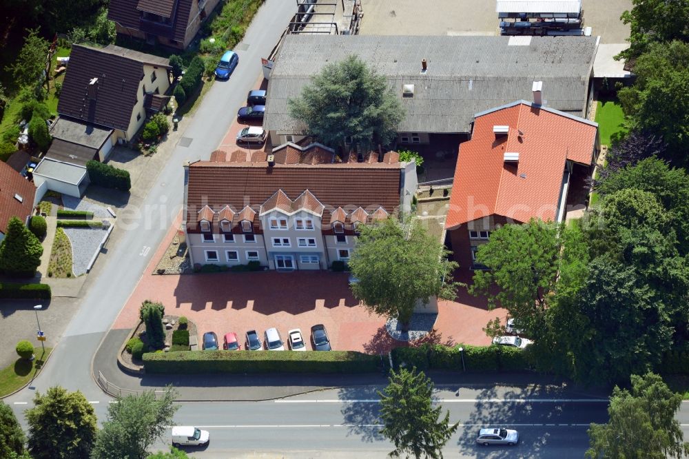 Aerial photograph Unna - Office and retail building at the Vaerstbrücke in Unna in North Rhine-Westphalia. The building is the headquarters of the group Markus Gerold