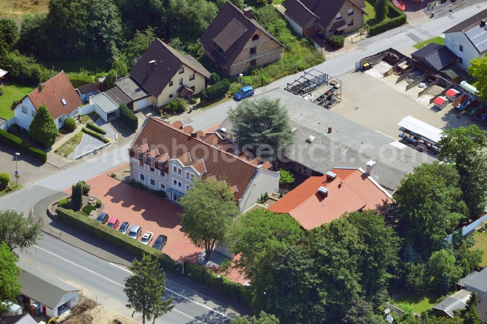 Unna from above - Office and retail building at the Vaerstbrücke in Unna in North Rhine-Westphalia. The building is the headquarters of the group Markus Gerold