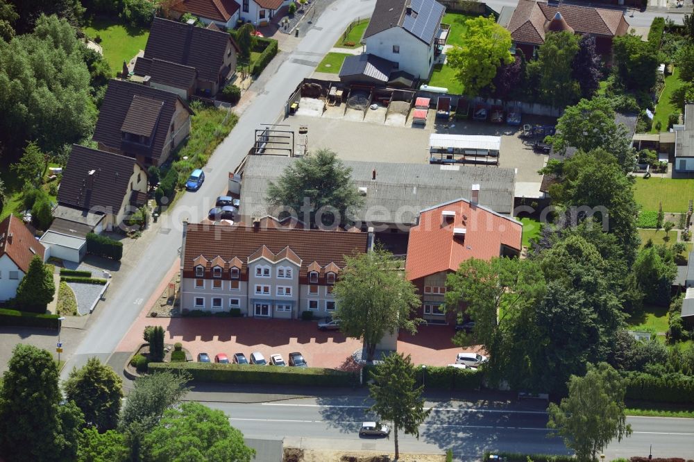 Aerial image Unna - Office and retail building at the Vaerstbrücke in Unna in North Rhine-Westphalia. The building is the headquarters of the group Markus Gerold