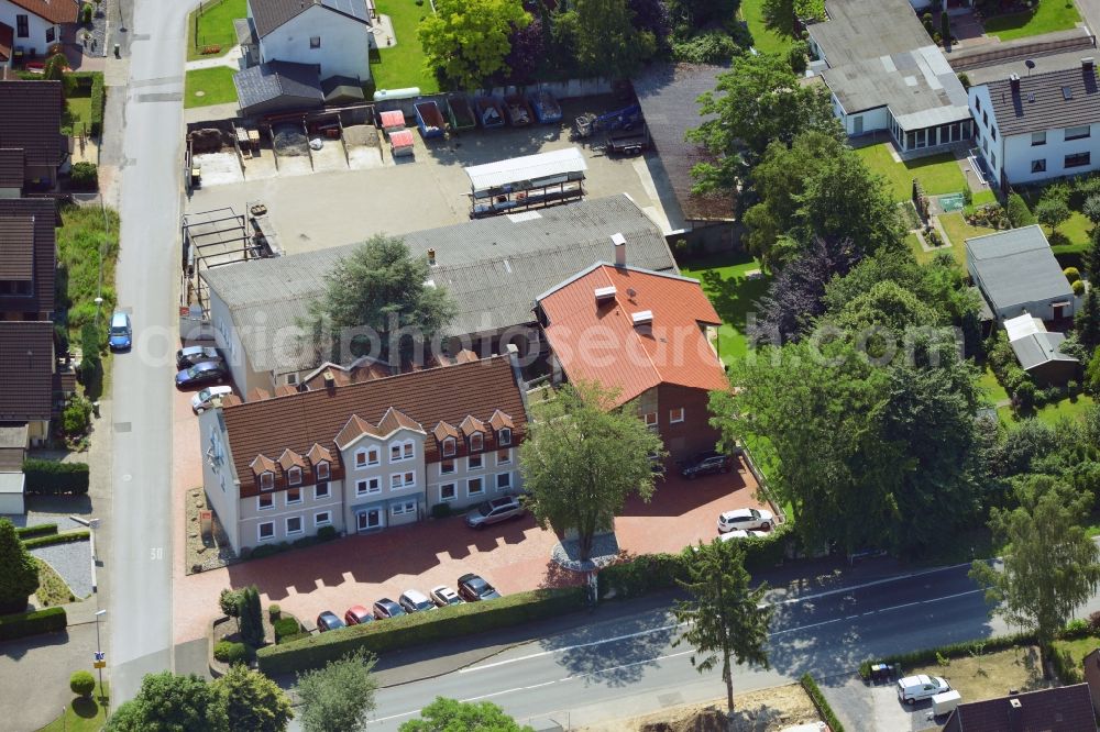 Aerial photograph Unna - Office and retail building at the Vaerstbrücke in Unna in North Rhine-Westphalia. The building is the headquarters of the group Markus Gerold