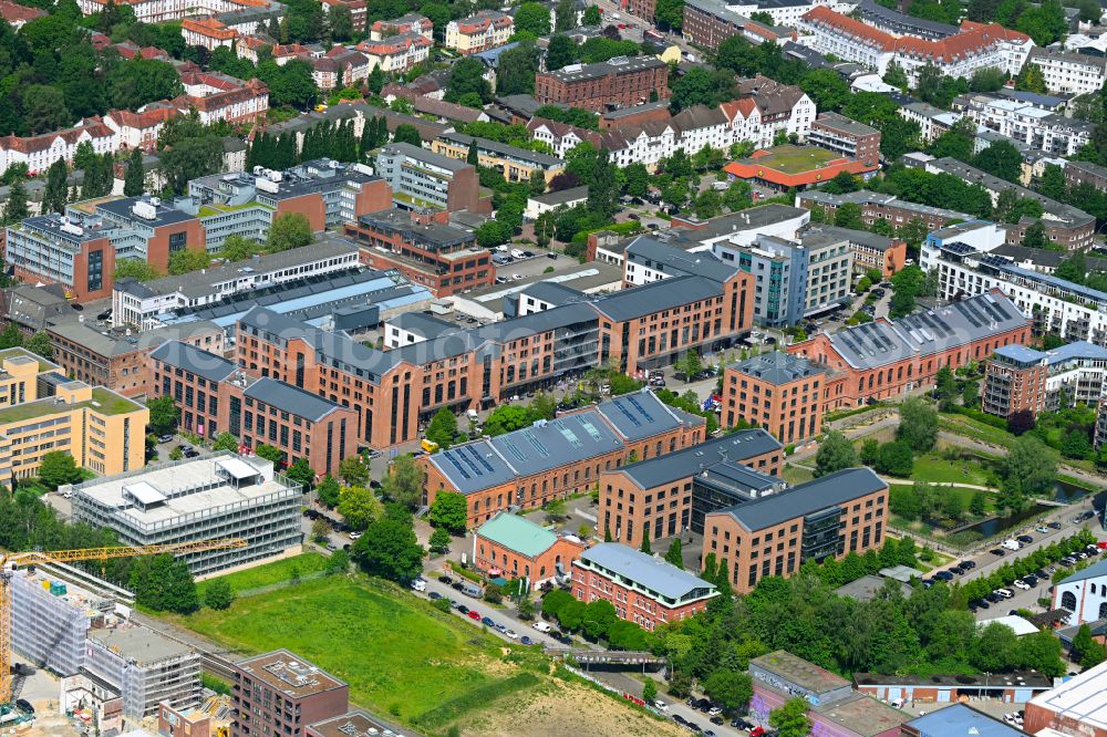 Hamburg from above - Office and commercial building quarter on Gasstrasse - Daimlerstrasse in the district Bahrenfeld in Hamburg, Germany