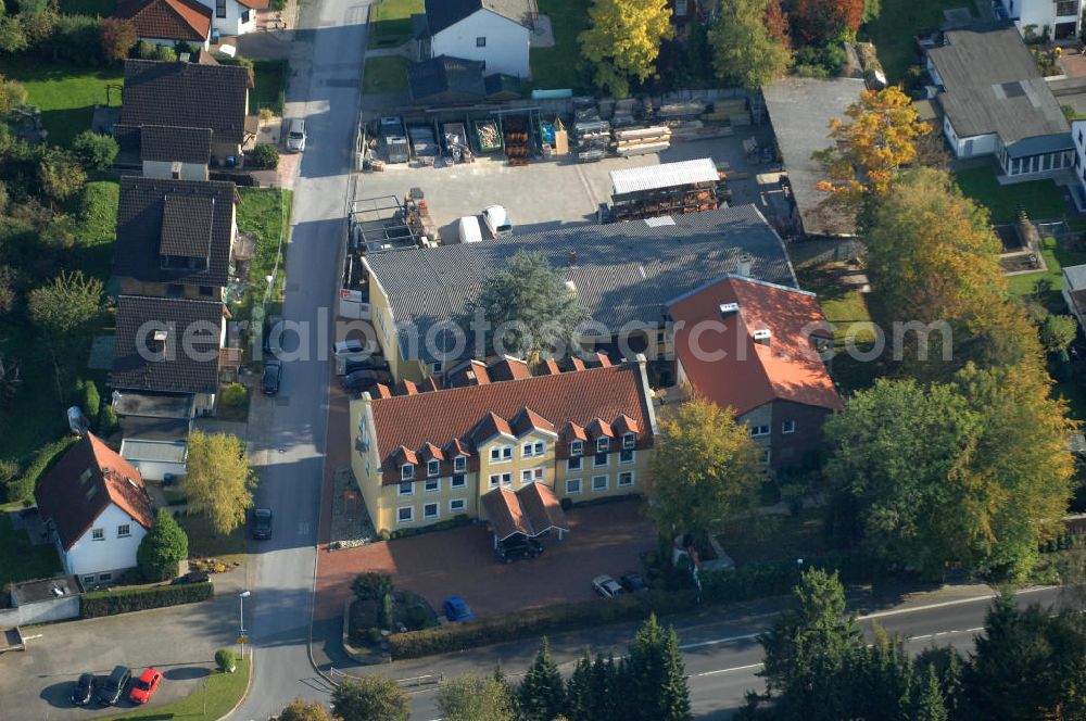 Unna from above - Büro- und Geschäftshaus, zugleich Firmenhauptsitz der Unternehmensgruppe Markus Gerold an der Vaerstbrücke 1 in 59425 Unna.