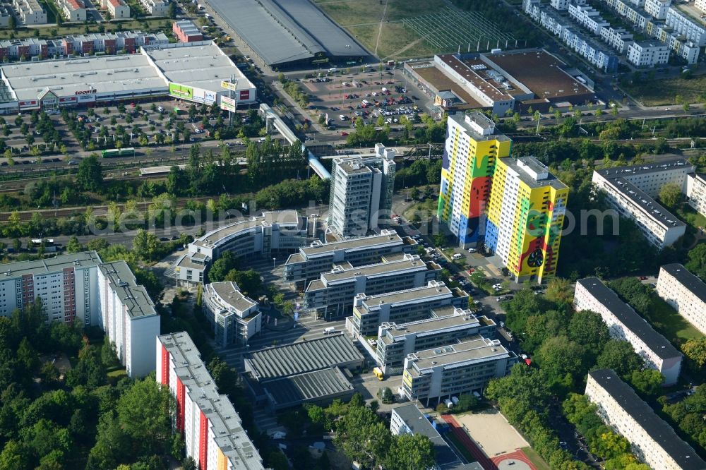 Berlin Friedrichshain from above - Office and commercial building brain area Storkower arc of Jost Hurler investment and management company GmbH in Storkower Strasse in Berlin