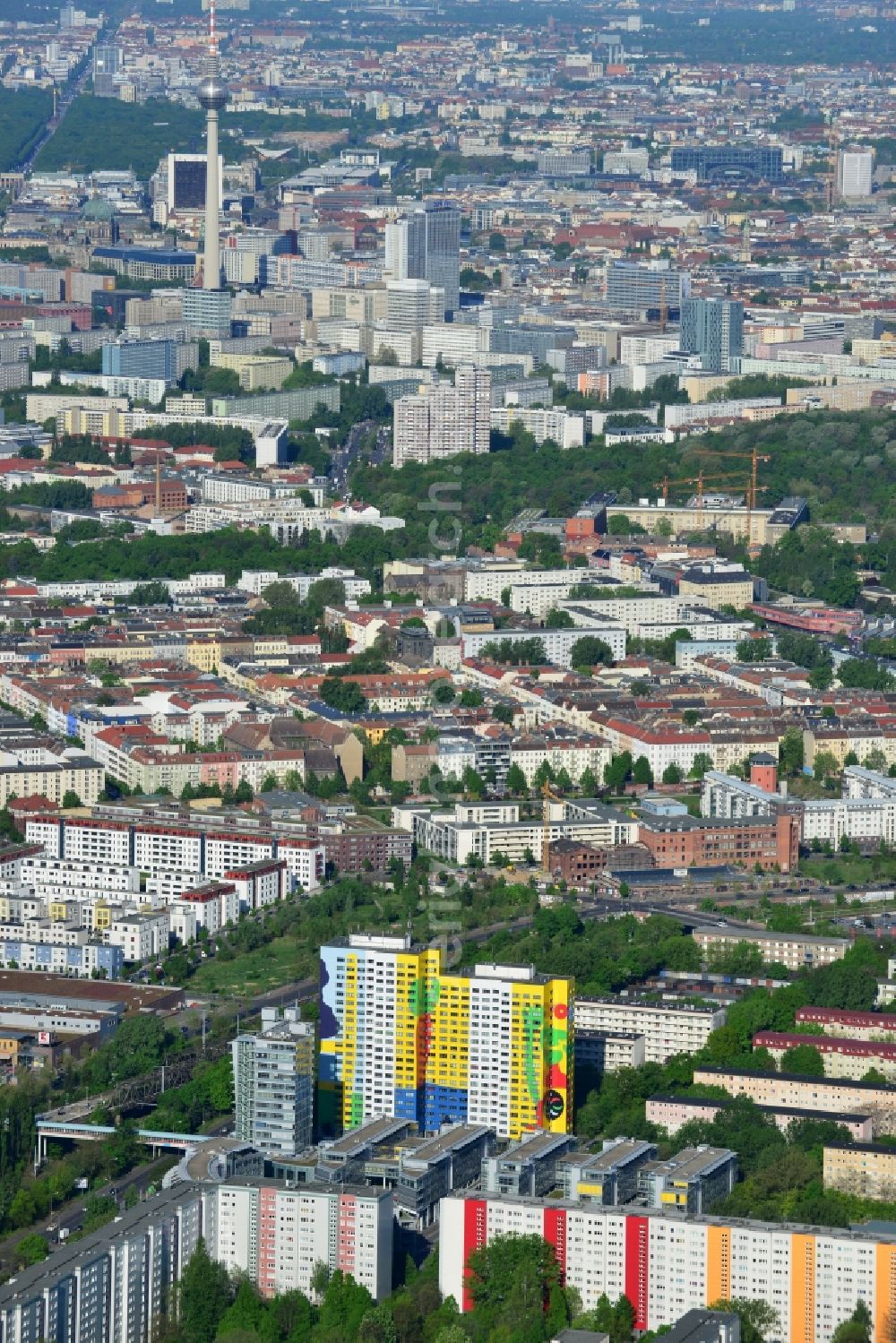 Aerial image Berlin - Office and commercial building brain area Storkower arc of Jost Hurler investment and management company GmbH in Storkower Strasse in Berlin