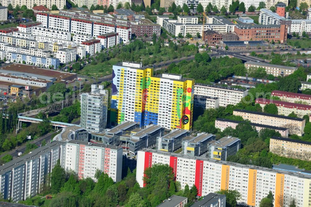 Aerial photograph Berlin - Office and commercial building brain area Storkower arc of Jost Hurler investment and management company GmbH in Storkower Strasse in Berlin