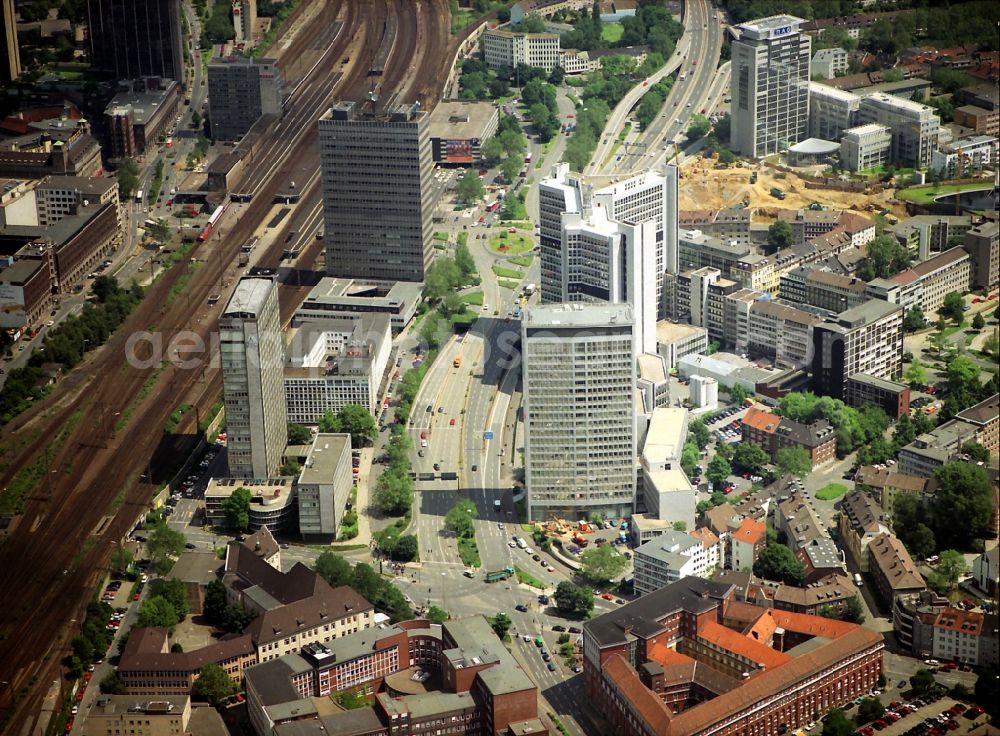 Essen from the bird's eye view: Office building ensemble Suedviertel in Essen in North Rhine-Westphalia