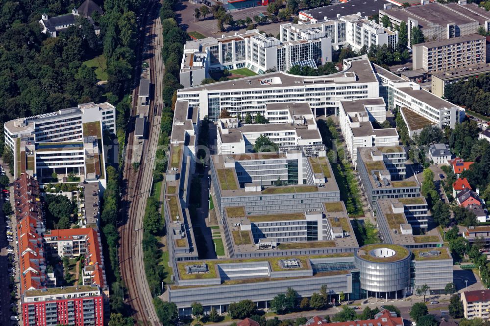 Aerial photograph München - Revitalization construction site in the office and commercial building ensemble WEISSES QUARTIER St. Martin Strasse and Werinherstrasse in the district Ramersdorf-Perlach in Munich in the state Bavaria, Germany