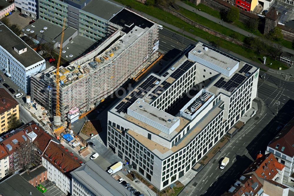 Nürnberg from the bird's eye view: Office and commercial building of AOK Mittelfranken Am Frauentor in the district Tafelhof in Nuremberg in the state Bavaria, Germany