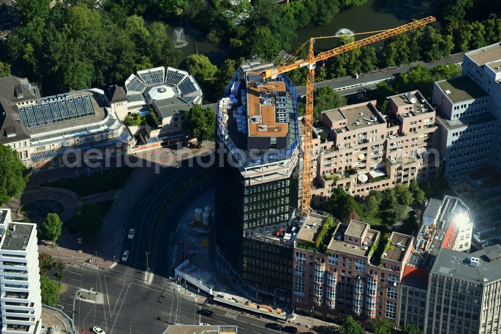 Berlin from above - Construction site to build a new office and commercial building on Budapester Strasse corner Kurfuerstenstrasse on place Olof-Palme-Platz in the district Tiergarten in Berlin, Germany