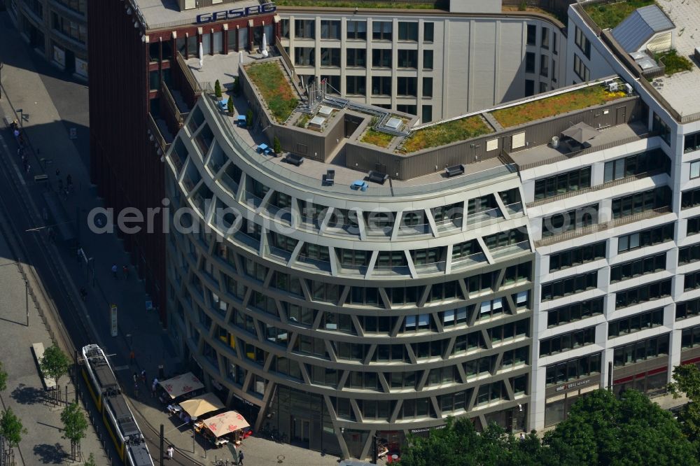 Berlin Mitte from the bird's eye view: View at the construction site from Hackescher quarters, a new office and commercial complex in the middle. Investor is the investment company Hackesches Quarter mbH & Co. KG