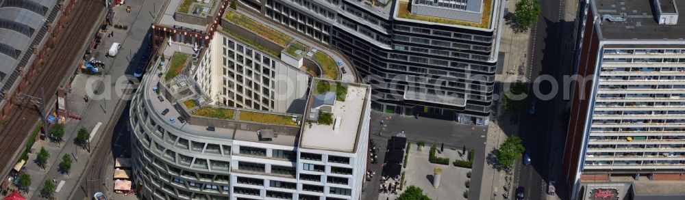 Aerial image Berlin Mitte - View at the construction site from Hackescher quarters, a new office and commercial complex in the middle. Investor is the investment company Hackesches Quarter mbH & Co. KG