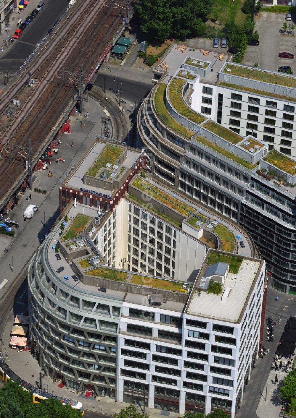 Berlin Mitte from above - View at the construction site from Hackescher quarters, a new office and commercial complex in the middle. Investor is the investment company Hackesches Quarter mbH & Co. KG