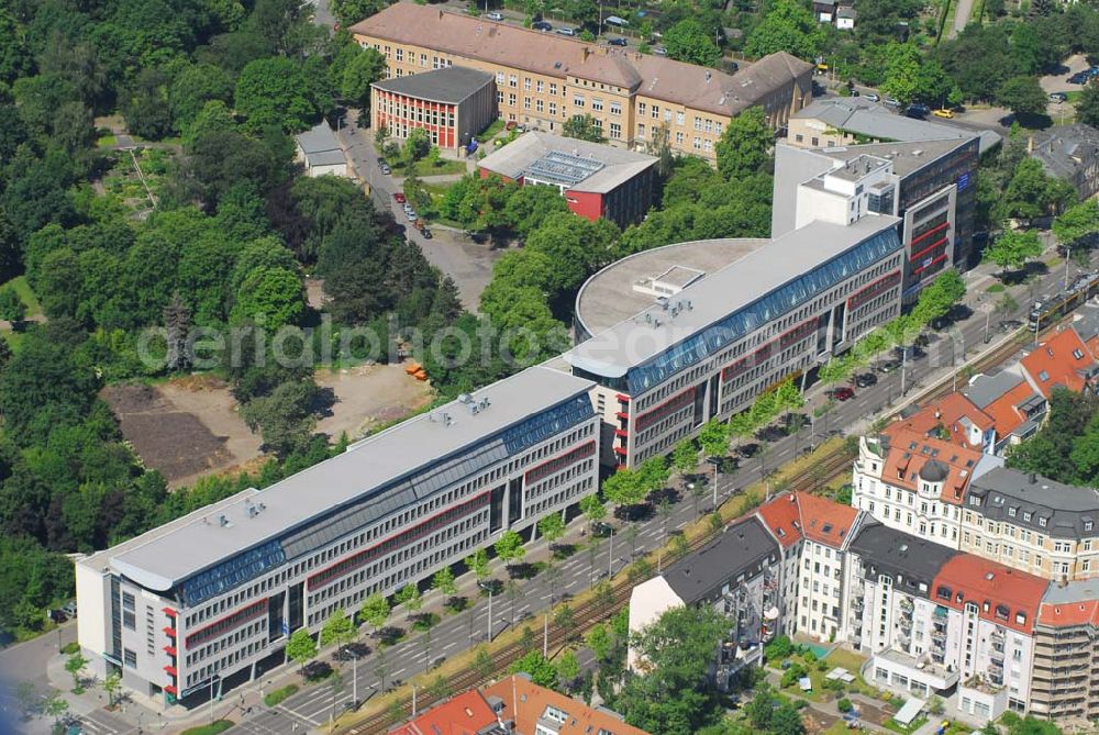 Leipzig from the bird's eye view: Büro- und Geschäftshauskomplex der IKV GMBH an der Wichernstraße in Leipzig.