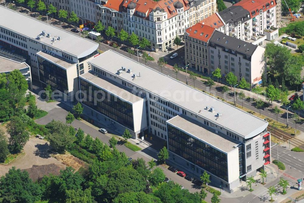 Leipzig from the bird's eye view: Büro- und Geschäftshauskomplex der IKV GMBH an der Wichernstraße in Leipzig.