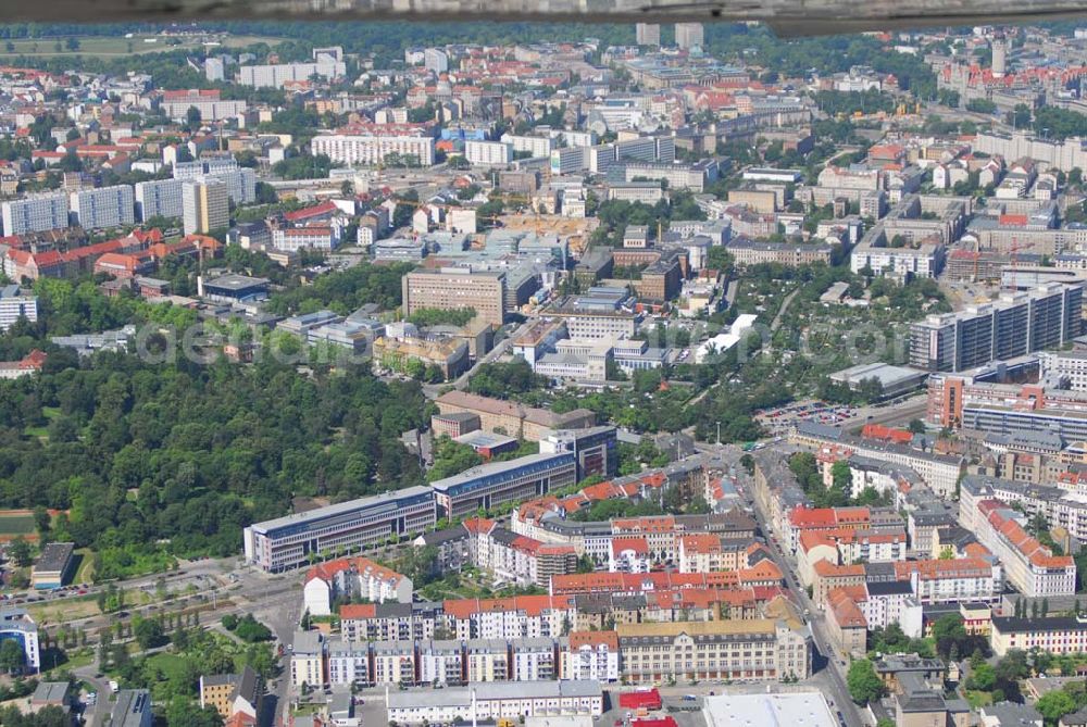 Leipzig from the bird's eye view: Büro- und Geschäftshauskomplex der IKV GMBH an der Wichernstraße in Leipzig.