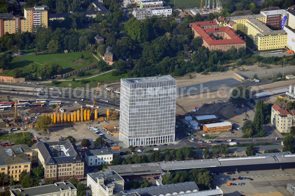 Aerial photograph Berlin - Office high-rise Tour Total in Europacity on Heidestrasse in Berlin in Germany