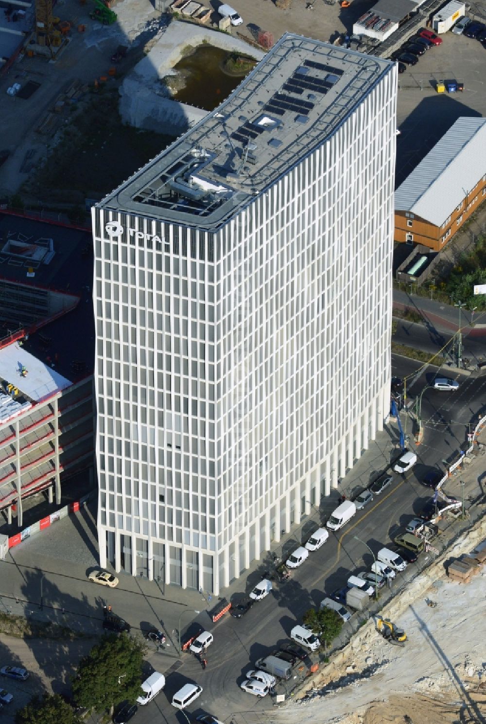 Berlin from above - Office high-rise Tour Total in Europacity on Heidestrasse in Berlin in Germany