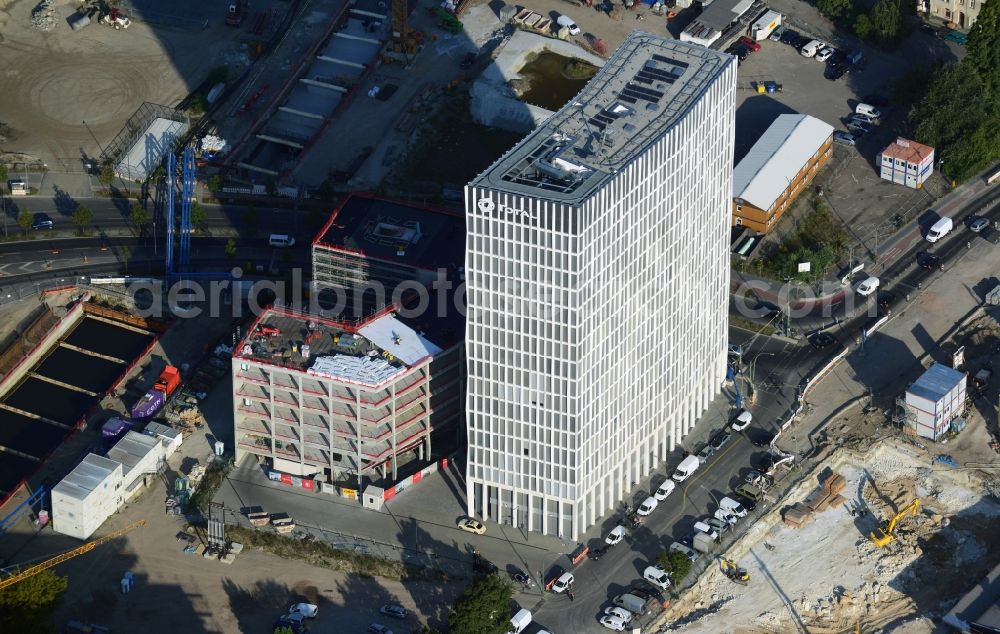 Aerial image Berlin - Office high-rise Tour Total in Europacity on Heidestrasse in Berlin in Germany