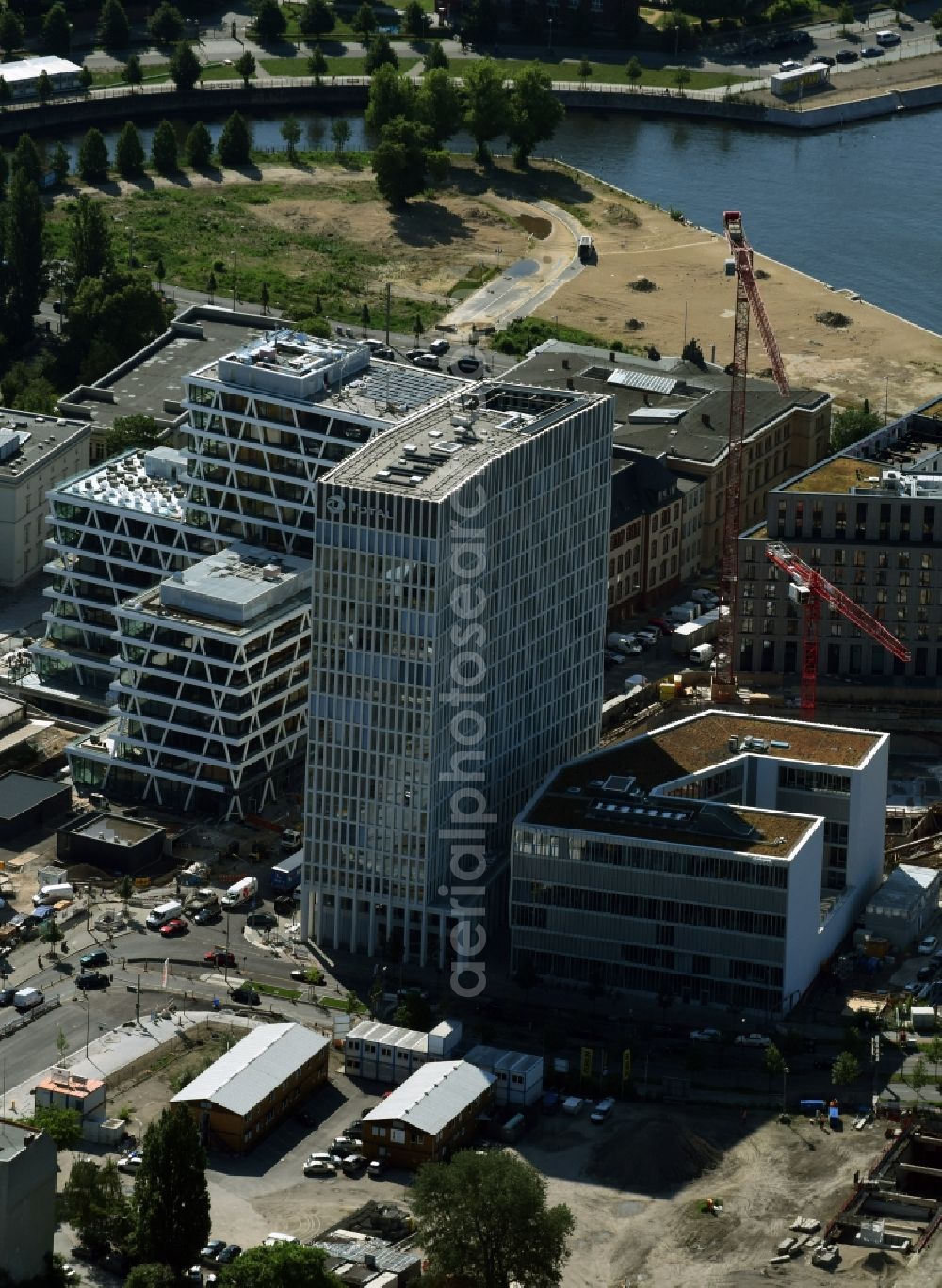 Aerial image Berlin - Office high-rise Tour Total in Europacity on Heidestrasse in Berlin in Germany