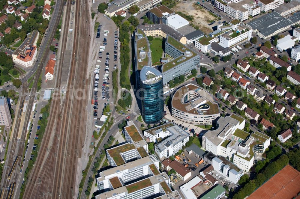 Aerial photograph Stuttgart - Office and corporate management high-rise building Colorado Tower in the district Vaihingen in Stuttgart in the state Baden-Wuerttemberg, Germany