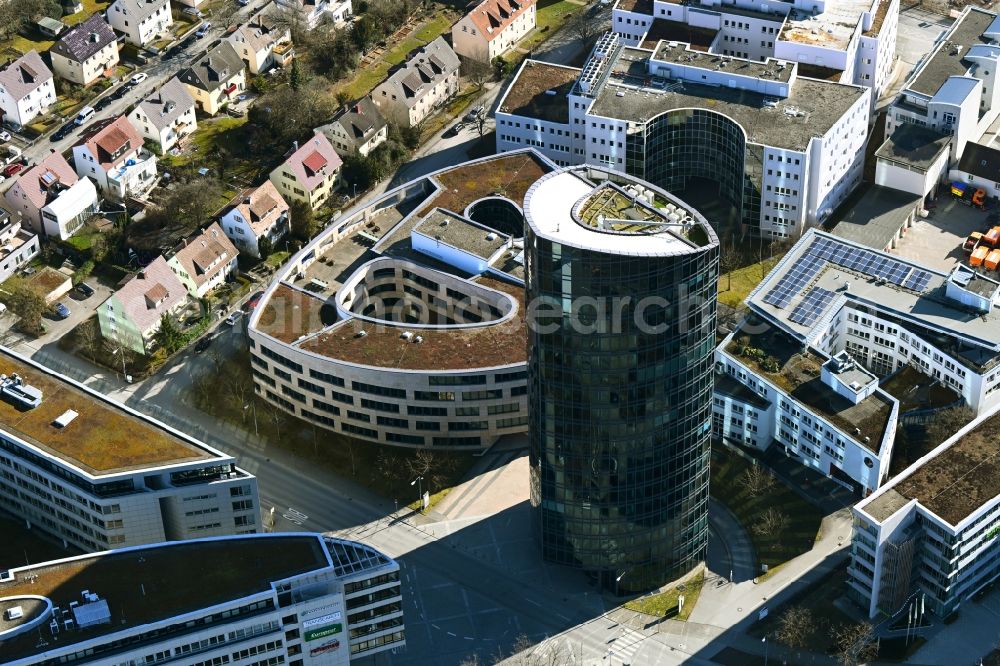 Stuttgart from above - Office and corporate management high-rise building Colorado Tower in the district Vaihingen in Stuttgart in the state Baden-Wuerttemberg, Germany