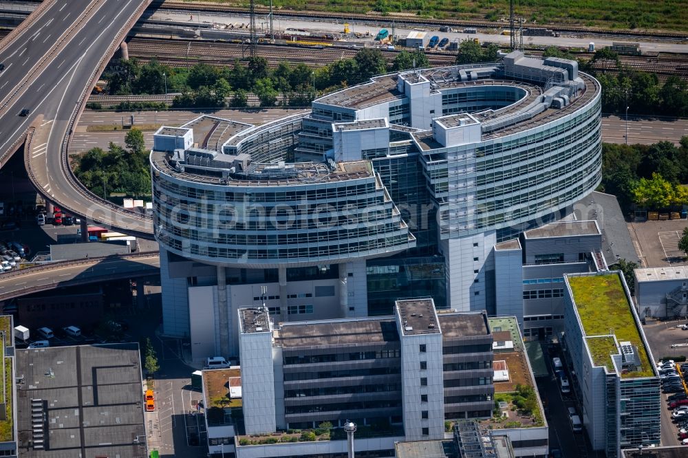 Stuttgart from above - office and corporate management high-rise building of Daimler Van Technology Center (VTC) on Merceofstrasse in the district Benzviertel in Stuttgart in the state Baden-Wurttemberg, Germany