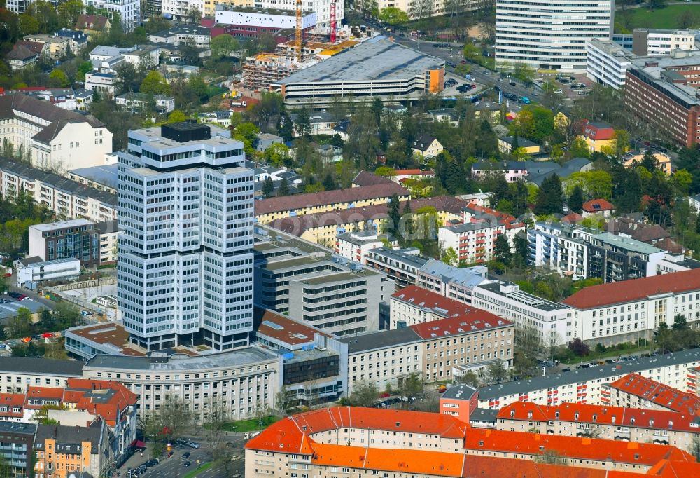 Berlin from the bird's eye view: Office and corporate management high-rise building Deutsche Rentenversicherung Bund DRV in the district Charlottenburg in Berlin, Germany