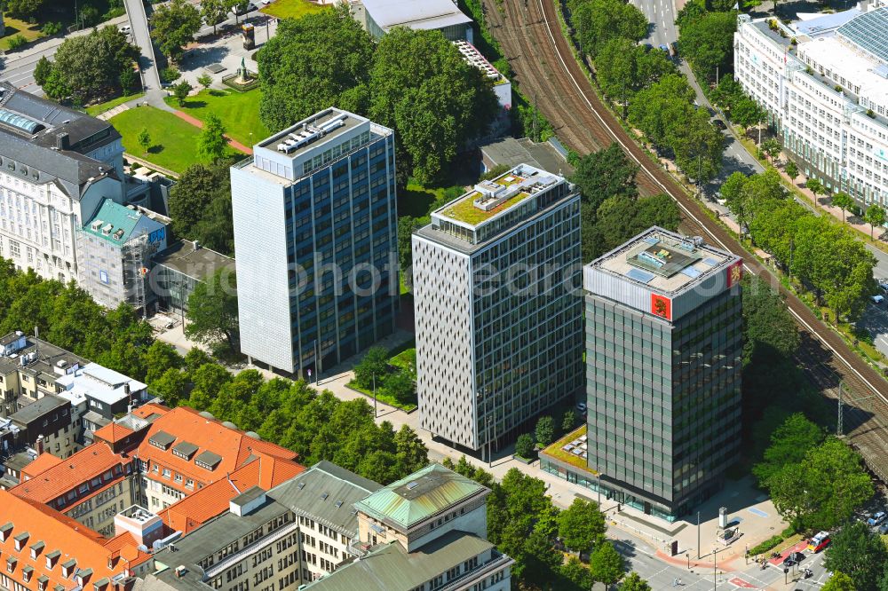 Hamburg from above - Office and corporate management high-rise building Finnlandhaus on street Esplanade in Hamburg, Germany