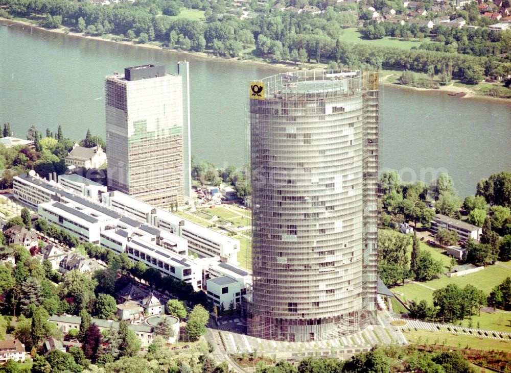 Bonn from above - Office and corporate management high-rise building Post Tower on Charles-de-Gaulle-Strasse in the district Gronau in Bonn in the state North Rhine-Westphalia, Germany